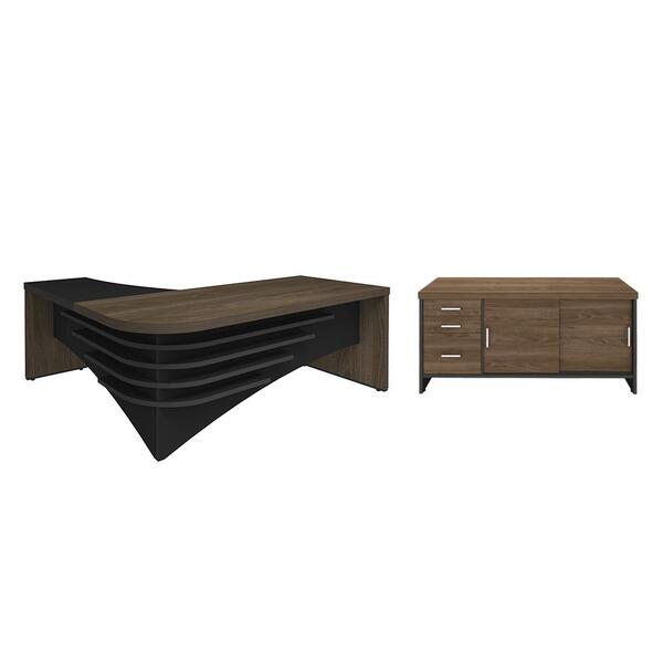 Conjunto Mesa Executiva E Balcão Wycombe Charuto Preto