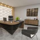 Conjunto Mesa Executiva E Balcão Wycombe Charuto Preto