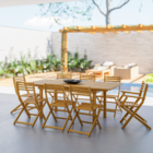 Conjunto para Jardim Mesa Extensível com 8 Cadeiras Dobráveis 76x90x151/197cm Eucalipto Caramelo Solarium Naterial