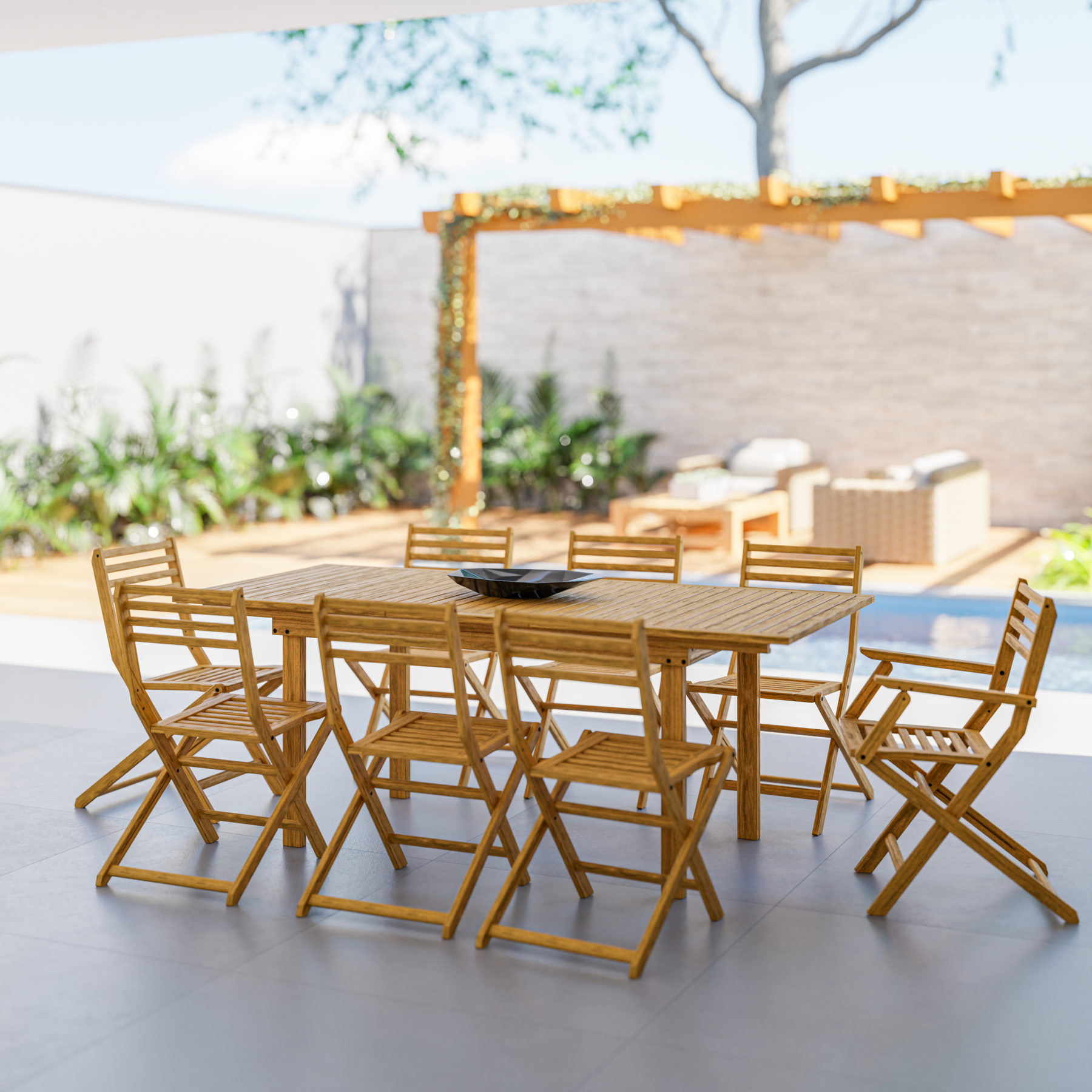 Conjunto para Jardim Mesa com 8 Cadeiras Solarium Naterial