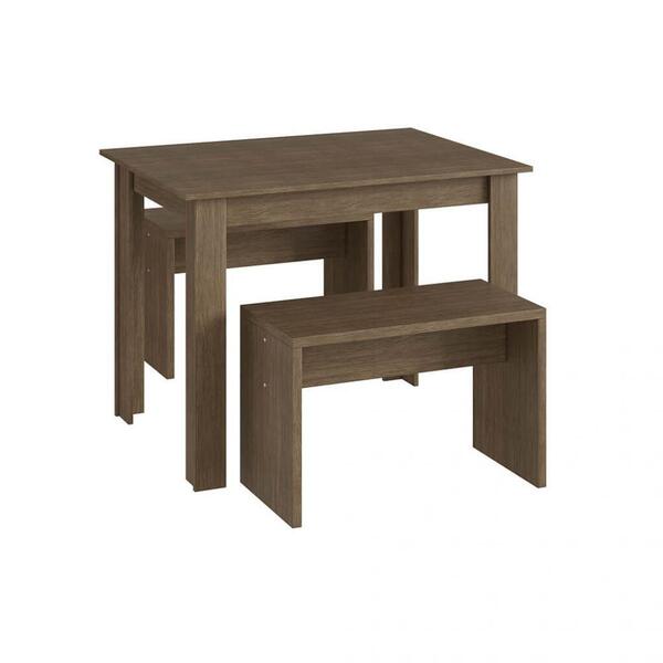 Conjunto Mesa Fixa 2 Bancos Ameixa Negra Móveis Canção