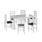 Conjunto Mesa Fixa 6 Cadeiras Branco Preto Móveis Canção