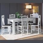 Conjunto Mesa Fixa 6 Cadeiras Branco Preto Móveis Canção