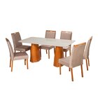 Conjunto Mesa Fortaleza Com 6 Cadeiras Madeira E Estofada Bel