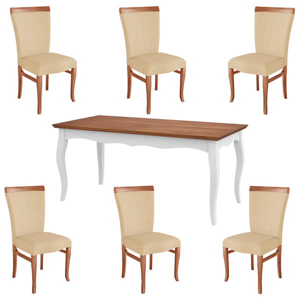 Conjunto Mesa Gallia 200cm Com 6 Cadeiras Orfeu Poliéster Bra