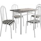 Conjunto Mesa Genebra Com 4 Cadeiras Alicante Branco/xadrez