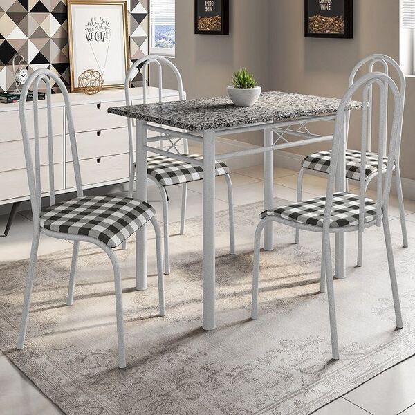 Conjunto Mesa Genebra Com 4 Cadeiras Alicante Fabone Branco P