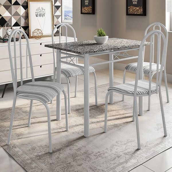 Conjunto Mesa Genebra Com Cadeiras Alicante - Fabone - Branco