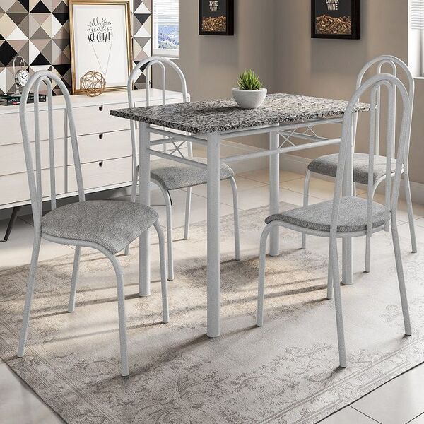 Conjunto Mesa Genebra Com Cadeiras Alicante - Fabone - Branco