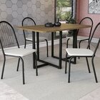 Conjunto Mesa Geneva 4 Cadeiras Noruega Preto/nogueira/branco