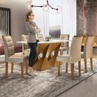 Conjunto Mesa Genova Tampo Slim Vidro Plus 6 Cadeiras Napoles