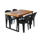 Conjunto Mesa Industrial Bernardo 1,50 Ferragem Preta Com 4 C