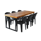 Conjunto Mesa Industrial Bernardo 2,00 Ferragem Preta Com 6 C