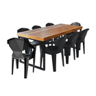 Conjunto Mesa Industrial Bernardo 2,20 Ferragem Preta Com 8 C