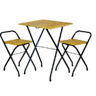 Conjunto Mesa Industrial Dobrável Com 2 Cadeiras Madeira Natu