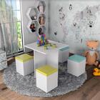 Conjunto Mesa Infantil C/ 4 Banquetas Funny Branco/azul/amare