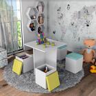Conjunto Mesa Infantil C/ 4 Banquetas Funny Branco/azul/amare