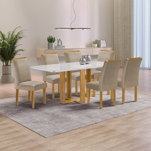 Conjunto Mesa Isadora 170cmx90cm Com 6 Cadeiras Luisa Tampo S