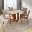 Conjunto Mesa Itália Com 4 Cadeiras Madeira Maciça E Estofada