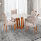Conjunto Mesa Itália Com 4 Cadeiras Madeira Maciça, Estofada