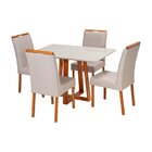 Conjunto Mesa Itália Com 4 Cadeiras Madeira Maciça, Estofada