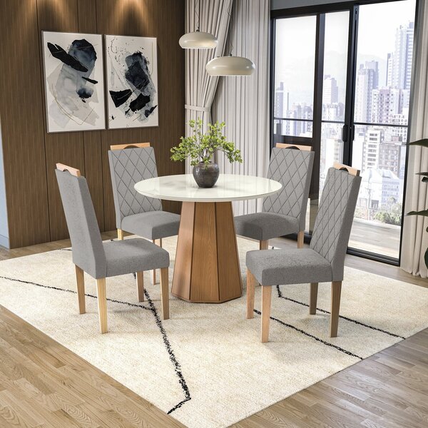 Conjunto Mesa Jade Com 4 Cadeiras 105cm X 105cm X 80cm Euca/