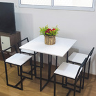Conjunto Mesa Jantar 4 Cadeiras Compacta De Madeira Branca