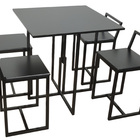 Conjunto Mesa Jantar 4 Cadeiras Compacta De Madeira Preta