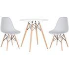 Conjunto Mesa Jantar Eiffel 70cm Branca + 2 Cadeiras Charles