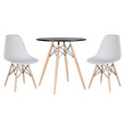 Conjunto Mesa Jantar Eiffel 70cm Preta + 2 Cadeiras Charles E