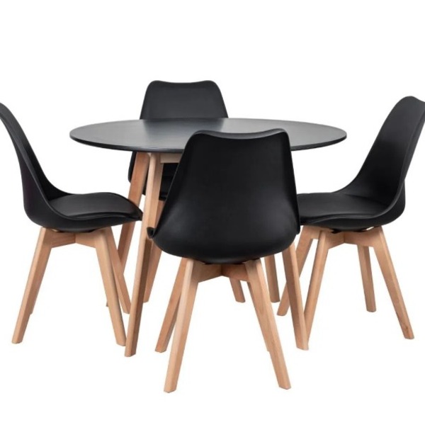 Conjunto Mesa Jantar Leda 90 Cm + 4 Cadeiras Leda Saarinen Pr