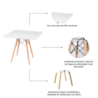 Conjunto Mesa Jantar Quadrada Eiffel 80cm Branca Mdf + 4 Cade