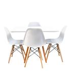 Conjunto Mesa Jantar Quadrada Eiffel 80cm Branco Mdf + 4 Cade