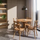 Conjunto Mesa Jantar Redonda 4 Cadeiras 90cm Madeira Maciça N