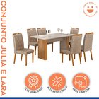 Conjunto Mesa Julia Com Vidro Com 6 Cadeiras Madeira Maciça L