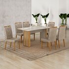 Conjunto Mesa Julia Com Vidro Com 6 Cadeiras Madeira Maciça L