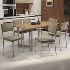 Conjunto Mesa Laguna 6 Cadeiras Zaria Nickel/nogueira/bege