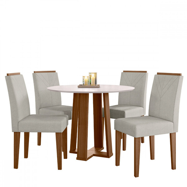 Conjunto Mesa Lara Redonda 1 Metro Com 4 Cadeiras Flor