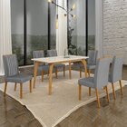 Conjunto Mesa Larissa 160cm Com 6 Cadeiras Mari Cinamomo/off