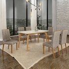 Conjunto Mesa Larissa 160cm Com 6 Cadeiras Mari Cinamomo/off