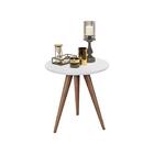 Conjunto Mesa Lateral De Apoio Retrô Pés Palito Off White