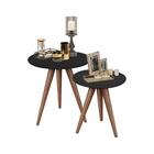 Conjunto Mesa Lateral De Apoio Retrô Pés Palito Quality Móvei