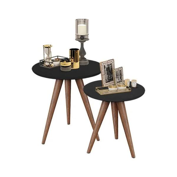 Conjunto Mesa Lateral De Apoio Retrô Pés Palito Quality Móvei