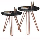Conjunto Mesa Lateral De Canto Jade Preta E Cobre