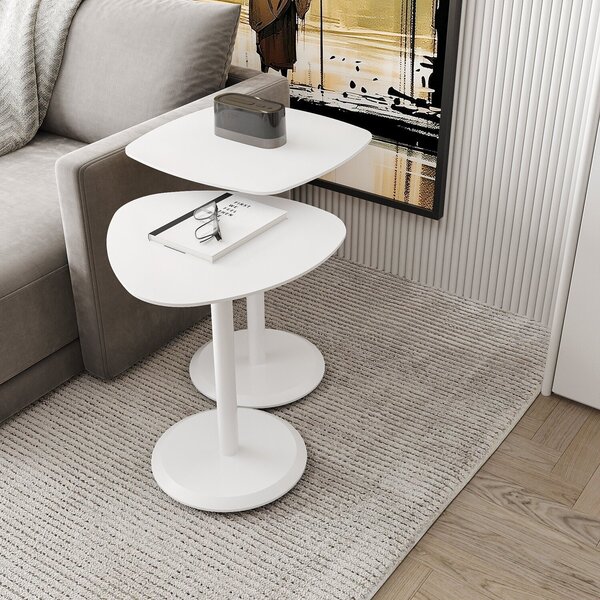 Conjunto Mesa Lateral De Canto Keva 40x40x53cm Branco