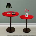 Conjunto Mesa Lateral De Canto Monopé Laqueada Tabaco E Verme