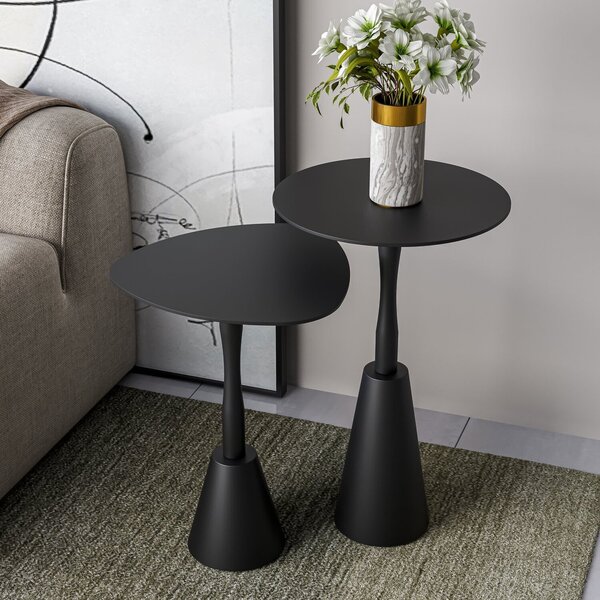 Conjunto Mesa Lateral De Canto Napoli 65x40x40cm Preto