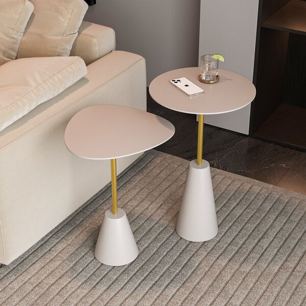 Conjunto Mesa Lateral De Canto Napoli Metal 65cm X 40cm X 40c