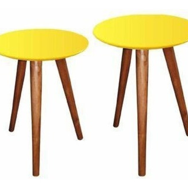 Conjunto Mesa Lateral De Canto Redonda Vidro Laqueado  Par