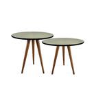 Conjunto Mesa Lateral De Canto Tripé Espelhada